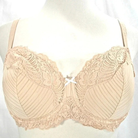 32DD Paramour 115353 Stripe Delight UW Bra Fawn Nude NWT - Picture 4 of 14